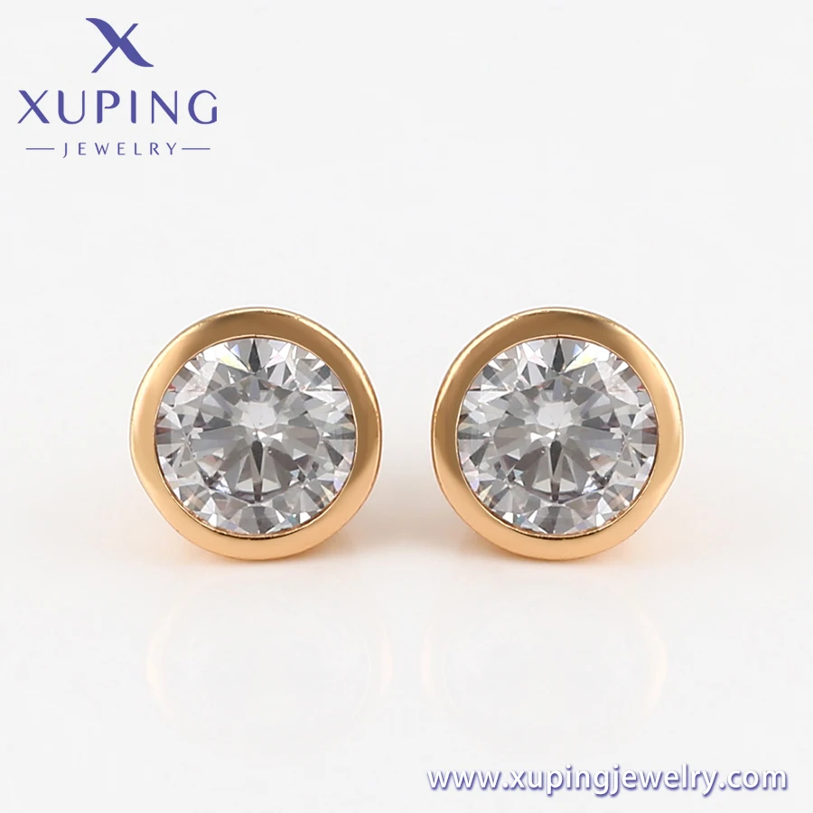 A00605794 Xuping Fashionable 18k Gold Plated Round Stud CZ Earrings for Women