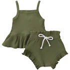 New Baby Clothing Set New Design Baby Girls Clothing Set Sleeveless Summer Newborn Kids Soft Ribbed Infants Clothes Set