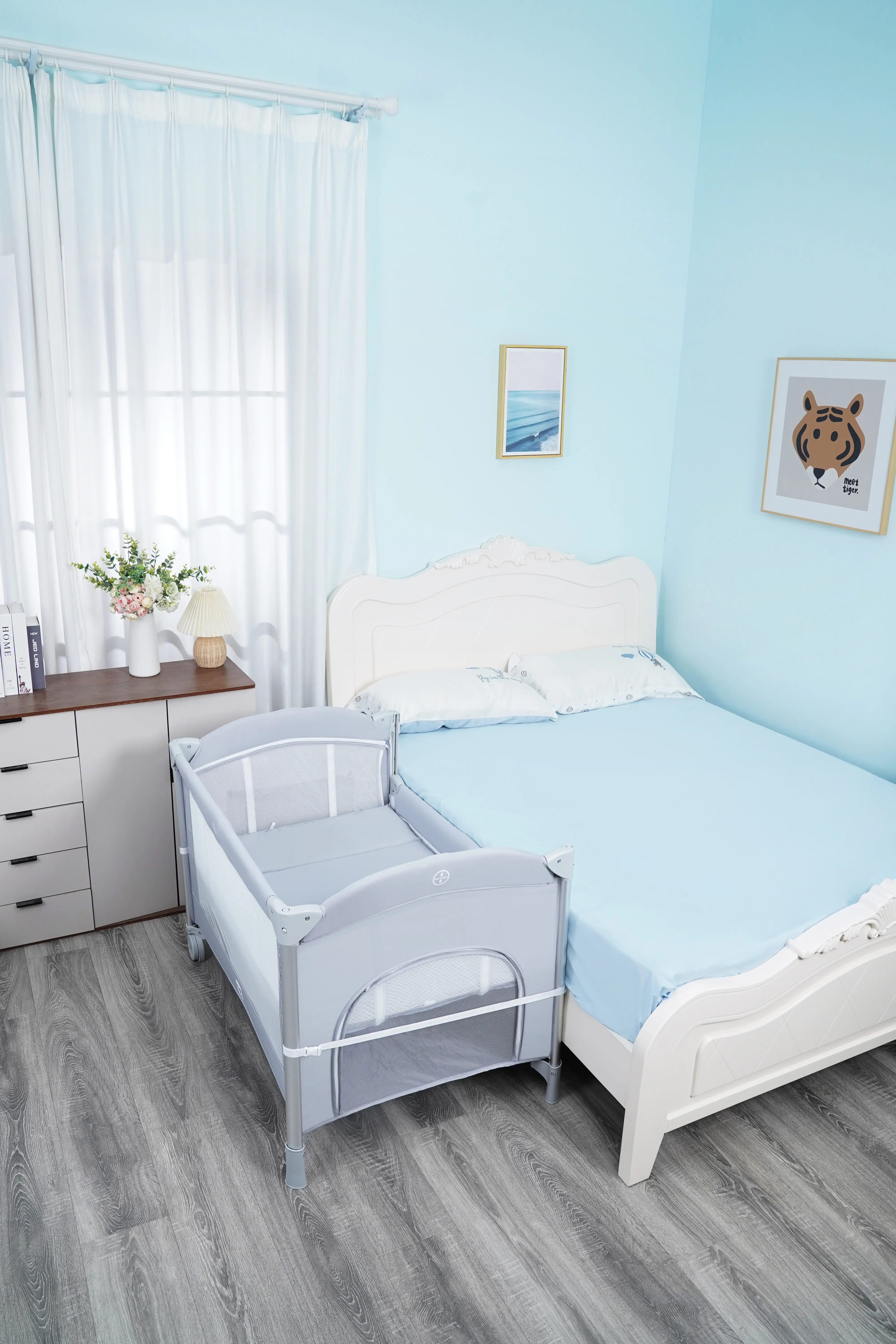 P999NF Stock Baby Crib Children Bed Baby Kids Playpen With Folding System manufacture