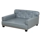 Leather Dog Bed Grey Big Faux Leather Pet Waterproof Dog Bed