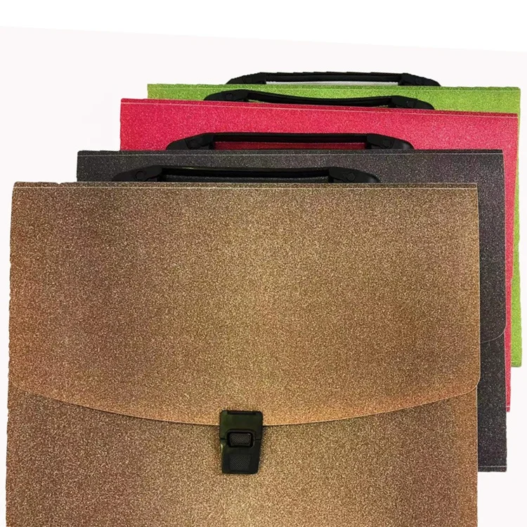 Portable Pink golden elegent Briefcase Conference Document Pocket file folder bag