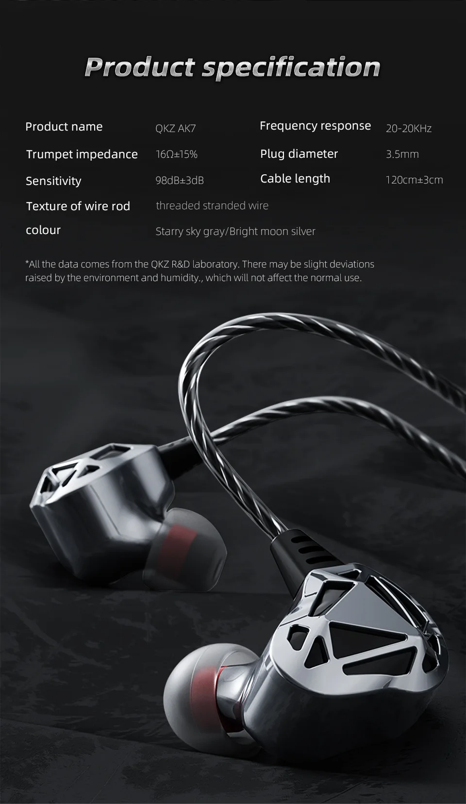QKZ AK7 subwoofer Earphones phone calling music listening wire control with microphone live streaming in-ear headphones
