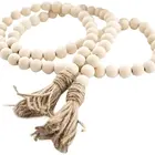 Wall Hanging Decor 58 In Rustic Nature White Garland Wood Farmhouse Beads With Tassels