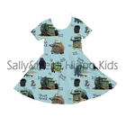 Summer Kids Boutique Boys Summer Trash Truck Print Shorts Set Girls Twirl Dress Kids Sibling Set Clothes