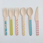 Cutlery Disposable 3pcs Flatware Wood Cutlery Set Takeway Knife Fork Spoon Wedding Birthday Party Utensils