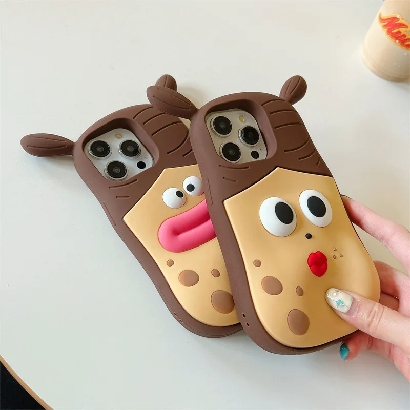 For iPhone 15 pro max Phone Case 3D Fun Pigtail Girl Silicone Cartoon Mobile Back Cover Shell Cases