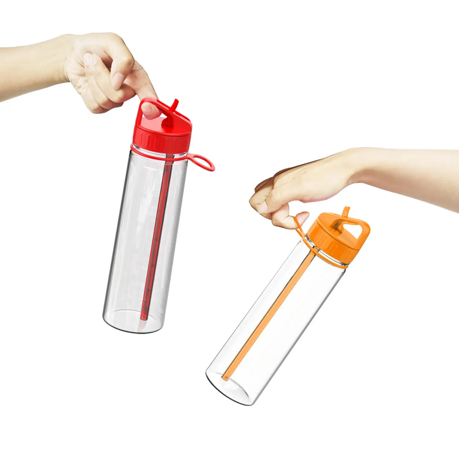 Wholesale Custom Time Marker Tritan Plastic Drinking Water Bottles with Straw Vulcanus