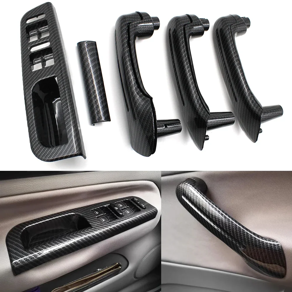 8 PCS Set LHD Carbon Fiber Front Rear Left Right Door Handle Set