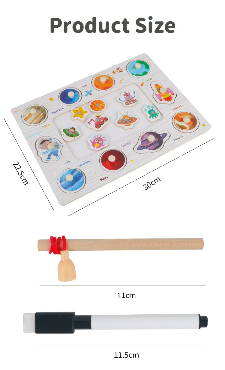 Planche à main en bois, Puzzle avec animaux, jeux de pêche, jouets d'apprentissage, Puzzle pour enfants d'âge préscolaire, fabrication éducative