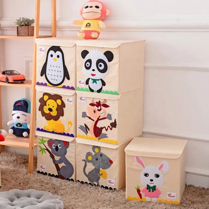Toy fabric Storage cube box Organizer Baskets with lid for Nursery, Playroom, Kids & Living Room
