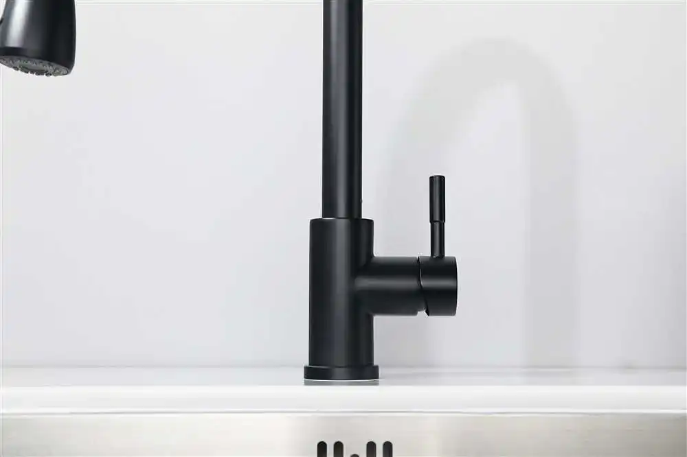 product matte black sus304 stainless steel hot and cold   gooseneck single lever mixer tap pull out  sink  kitchen faucet mixer tap-61