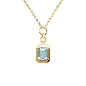 Au750 18k Sapphire pendant Necklaces Real Gold Jewelry Women Necklace Yellow Gold Fine Jewelry 18k Real Gold Necklace Wholesale