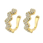 Wave Earrings Gold 2021 Luxury High Quality Wave Earrings Copper 18K Gold Zircon Women Ear Clips