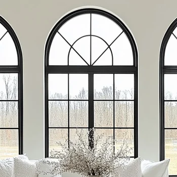 ALUFRONT Waterproof Hurricane Impact Thermal Break Front Double Glass Aluminum French Door Hinged Exterior Casement Door