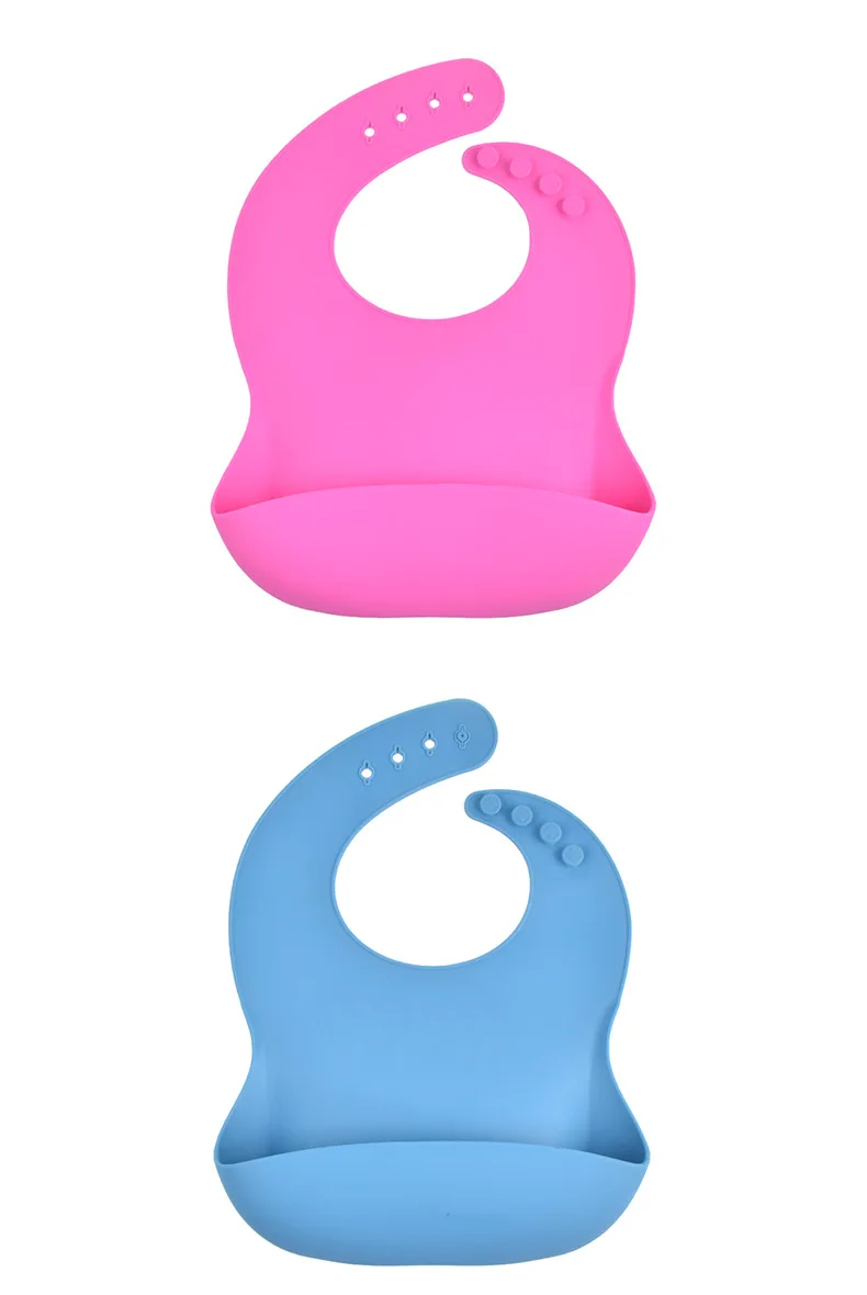 Custom High Quality Food Grade Soft Waterproof Silicone Baby Bib With Food Catcher