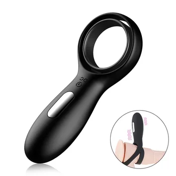 Black Men Sex Toys Adjustable Double Silicone Vibration Penis Rings for Small Penis Clitoral Stimulator