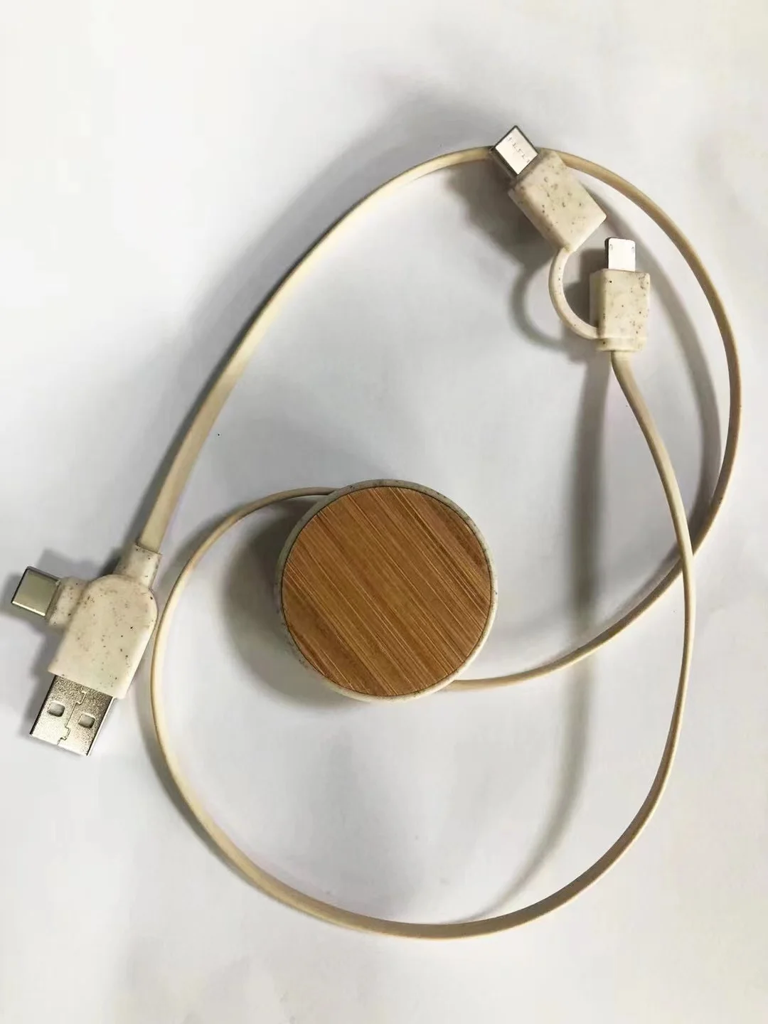 Aiaude Patent New Bamboo Wheat Straw Usb Charging Cable In Multi