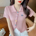 Summer T-shirt 2021 Wholesale Women Girl Fashion Summer Sweet Cute Crop Top Short Polo T-shirt