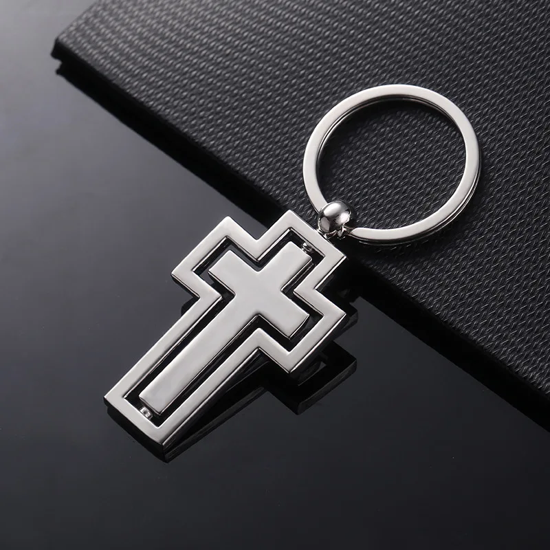 Custom Promotional Gift Keychain Religious Jesus Christ Cross Stainless Steel Metal Keychain