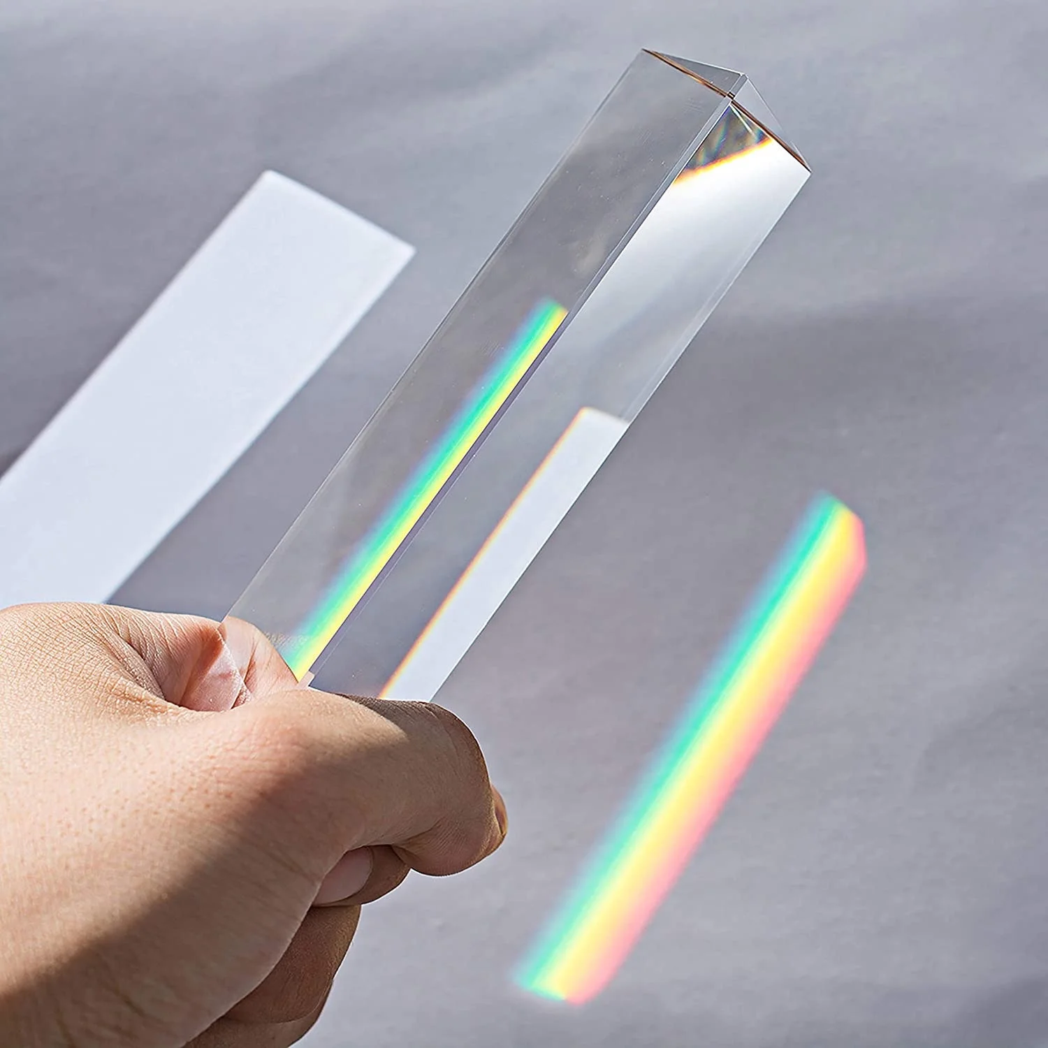 Rainbow K9 Optical Glass Triple Triangular Prism Physics Teaching Light 