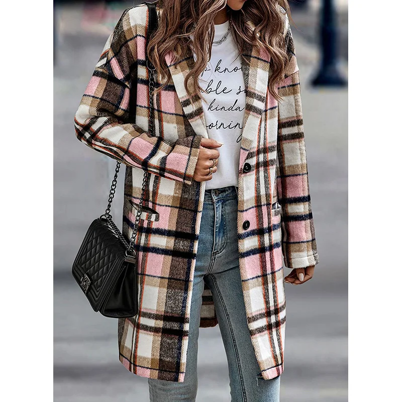 Dear-Lover ODM Custom Logo Private Label Multicolor Plaid Button Up Shirt Style Coat Winter Jacket Woman