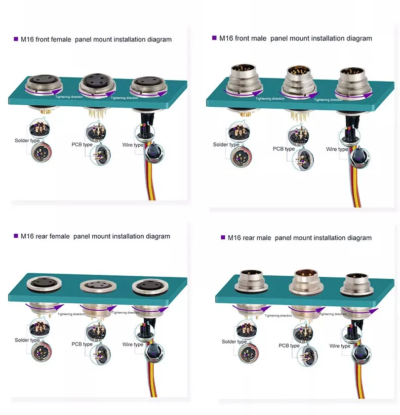 Rigoal M16 Connector 2 3 4 5 6 7 8 12 14 16 19 24 Pin Male Female Panel Mount Assembly Waterproof Wire Connector supplier