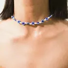 European Explosive Minimalist Braided Miyuki Rice Beads Blue Daisy Pearl Women Girls Necklace