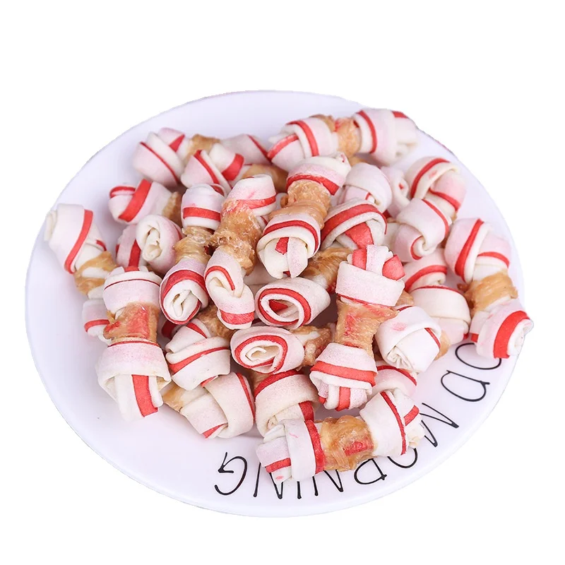 product promotes digestive health dental care dog treats chicken wrapped rawhide bones medium breeds treats puppy chews snacks pet food-0