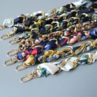 Bag ZONESIN 2020 Fashion Ladies Silk Scarf Wrapped Metal Chain Bag Replacement Strap