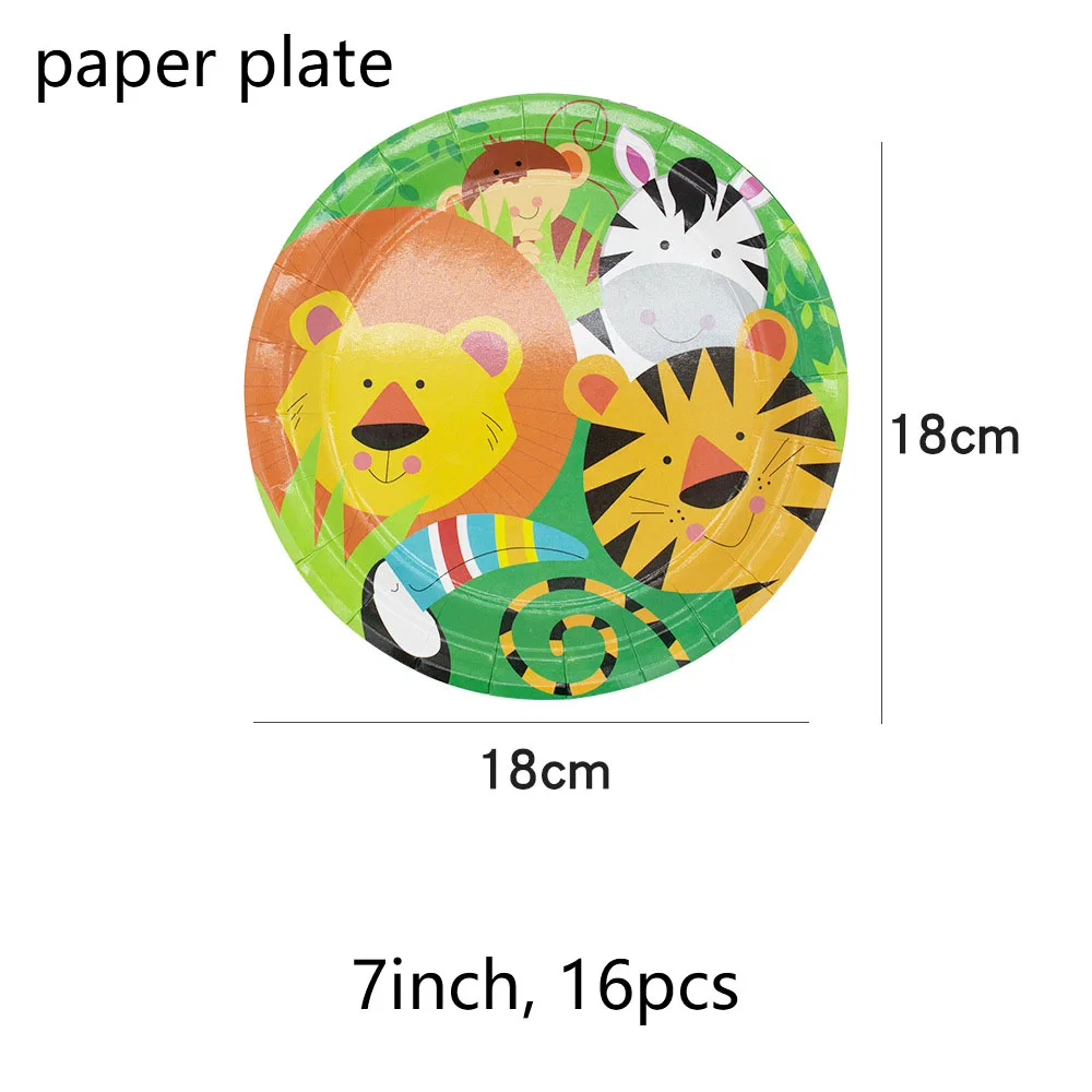 Customized Green Animal Theme Birthday Party Supplies Animal Pattern Disposable Tableware Party Decoration Set Paper plate