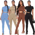 Fashion Set Women Fashion Trendy 2 Piece Tank Top Crop Top And Pants Set Joggers Pants 2 Piece Pants Set