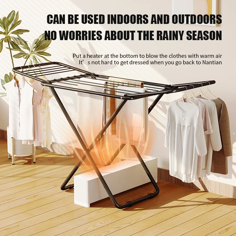 product floor standing steel type home hanger clothes dress foldable drying rack cloth laundry stand drying clothes hanger dryer rack-3