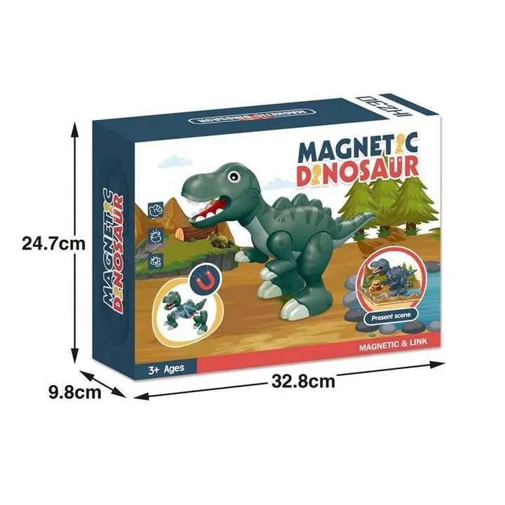 EPT Toys Self Assembling Diy Tyrannosaurus Dinosaur Building Blocks Assemble Magnetic Dinosaurs Set For Kids
