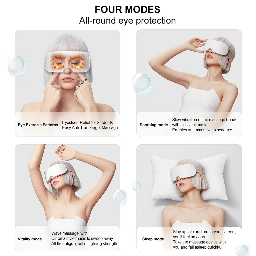 Rechargeable Bluetooth Music Heated Eye Mask Dry Eyes Dark Circles remove Eye Massager