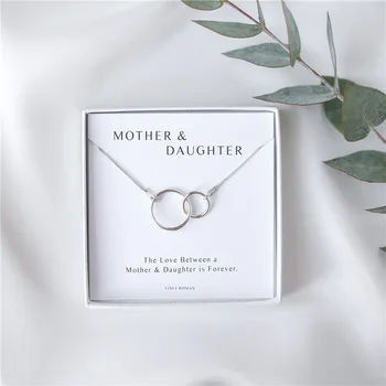 wholesale mother daughter love jewelry 925 sterling silver interlocking circle necklace