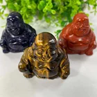 Carving Wholesale 2 Inches Natural Crystal Quartz Carving Laughing Buddha Statues For Fengshui Crystal Healing Stone