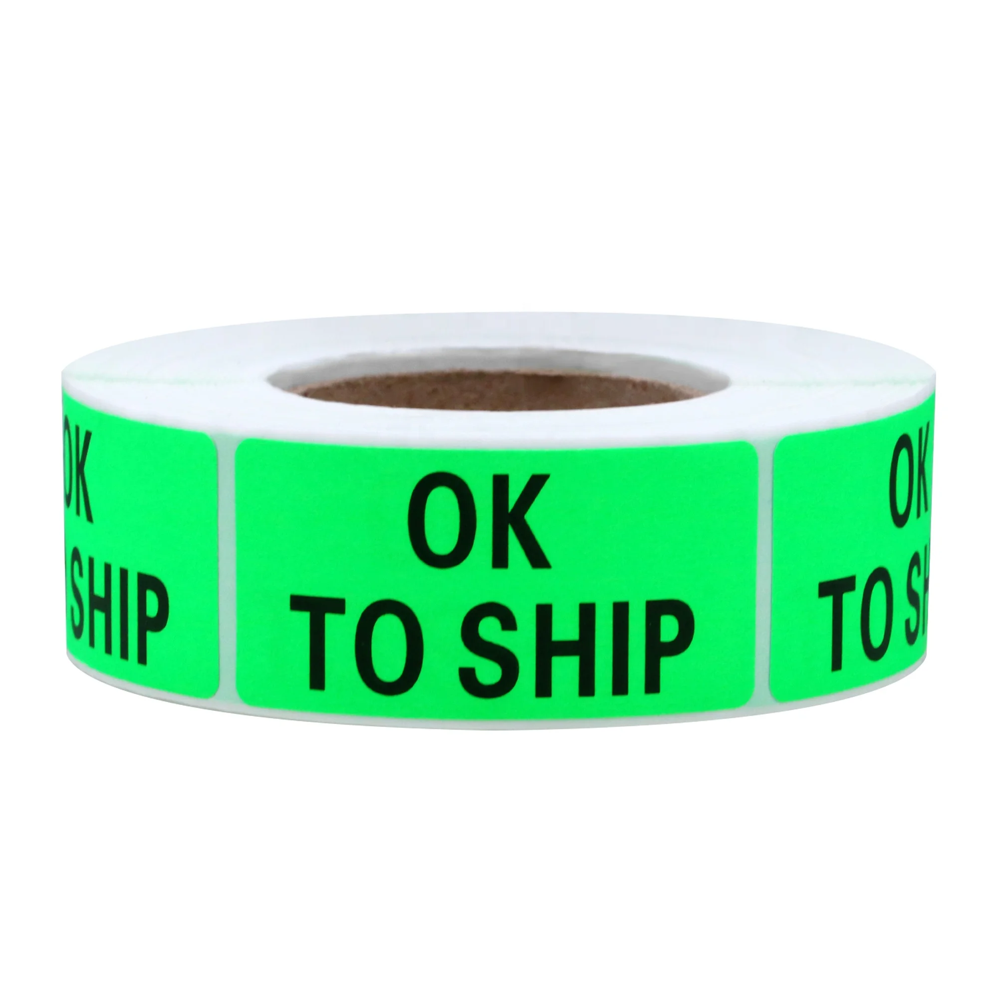 Fluorescent Green OK Labels/Stickers 1 Circle 500 Labels Per Roll 1 Roll 