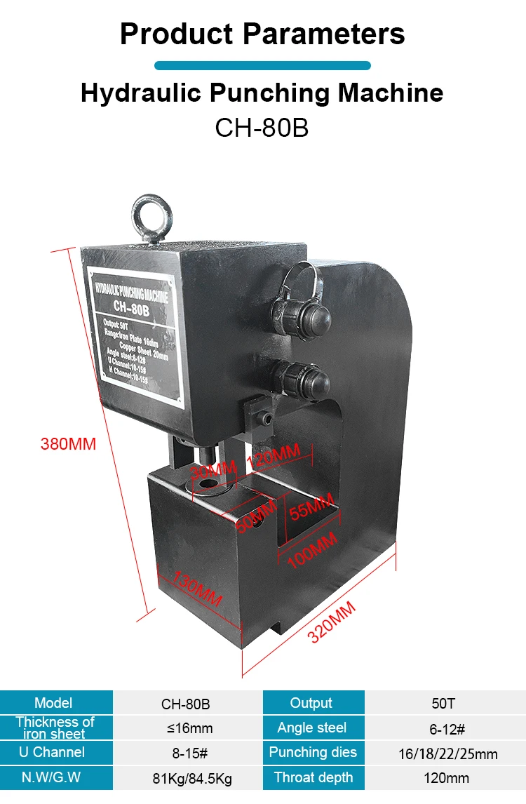 Ch B Hydraulic U Channel H Channel Hole Puncher Metal Punching