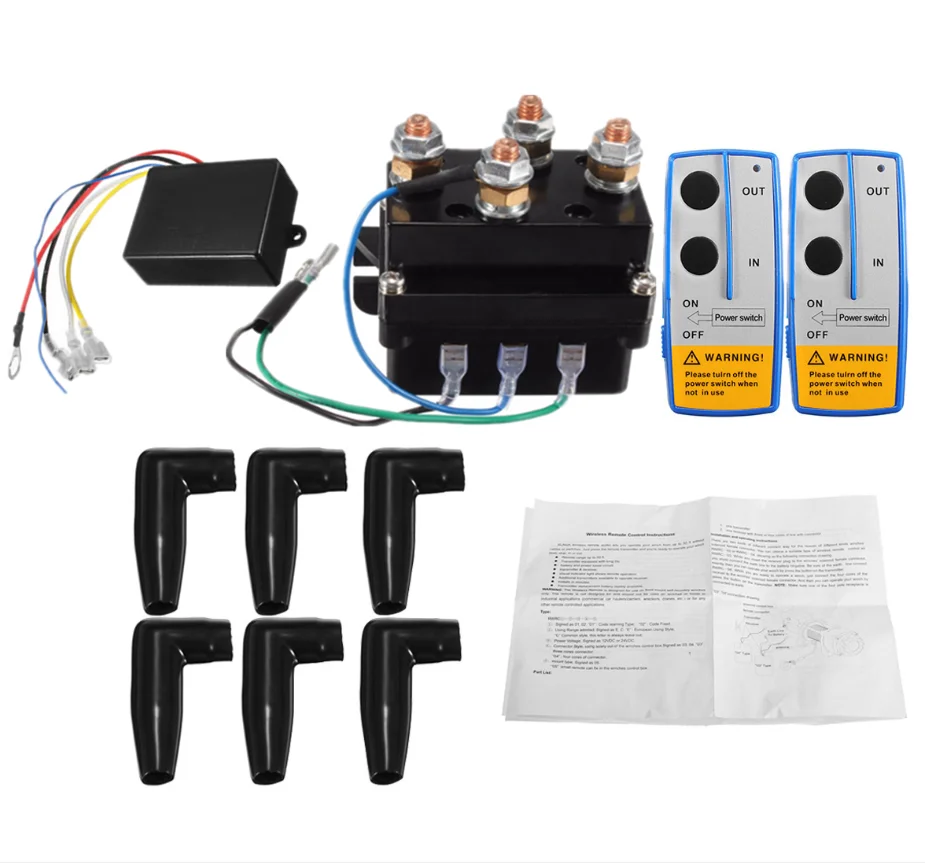 12V 500A Winch Solenoid Contactor Relay for 8000lbs-12000lbs ATV UTV 4WD 4x4 Winches 150ft Astra Depot Combo 12 Volt Wireless Winch Remote Control Kit Twin Range max 