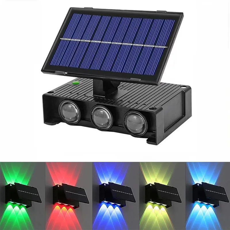 Solar Wall Sconce Lights Outdoor 7 Color Changing Wall Lamp Exterior for Porch Patio Decorative