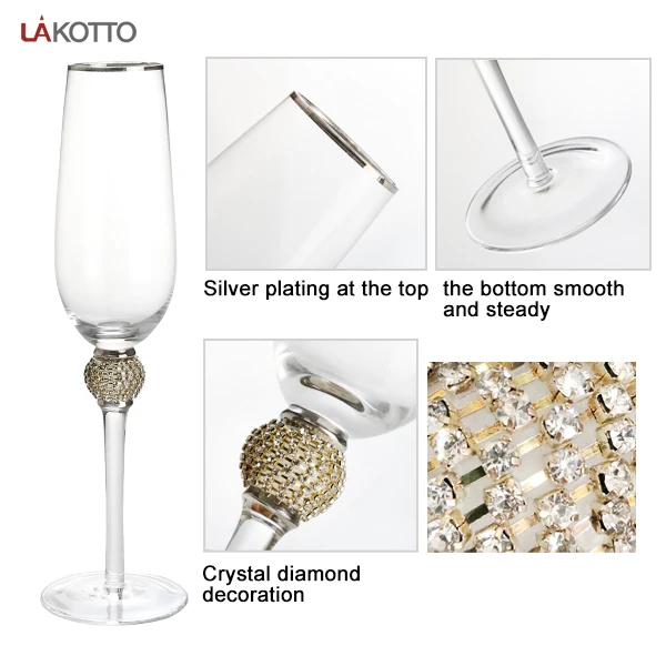 LA KOTTO 300ml Wedding decorated glassware goblet rimmed gold wine glass