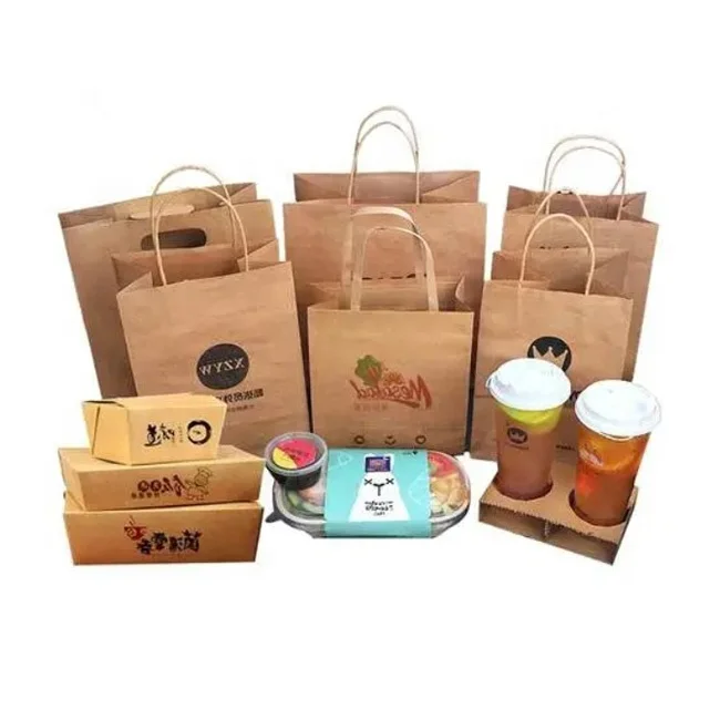 WHITE & BROWN AVEC PLAT Poignée forte biodégradables sacs en papier Kraft Toutes Tailles WHITE & BROWN AVEC PLAT Poignée forte biodégradables sacs en papier Kraft Toutes Tailles
