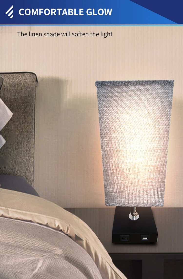 Amazon Linen lamp shade USB hotel living room desk lamp