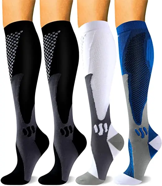 Custom Logo Men Women Sports Knee High Socks 20-30mmgh Medical Nurse Compression Socks
