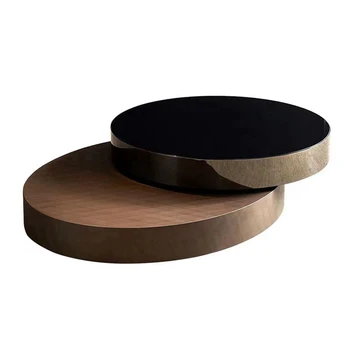 Minimalist Light Luxury Rotate Round Coffee Table Italian Living Room Home Creative Design Sense Coffee Table Combination