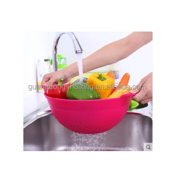 Haixing PP food grade kitchen basket type and plastic colander vegetable basket strainer colanders