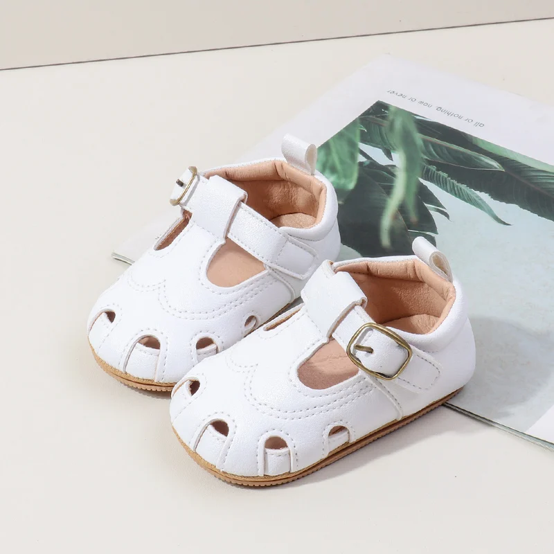 High Quality Baby Girl Toddler Formal Shoes Summer Loophole Design Small Leather Flat Breathable Anti-Slip Solid Pattern manufacture