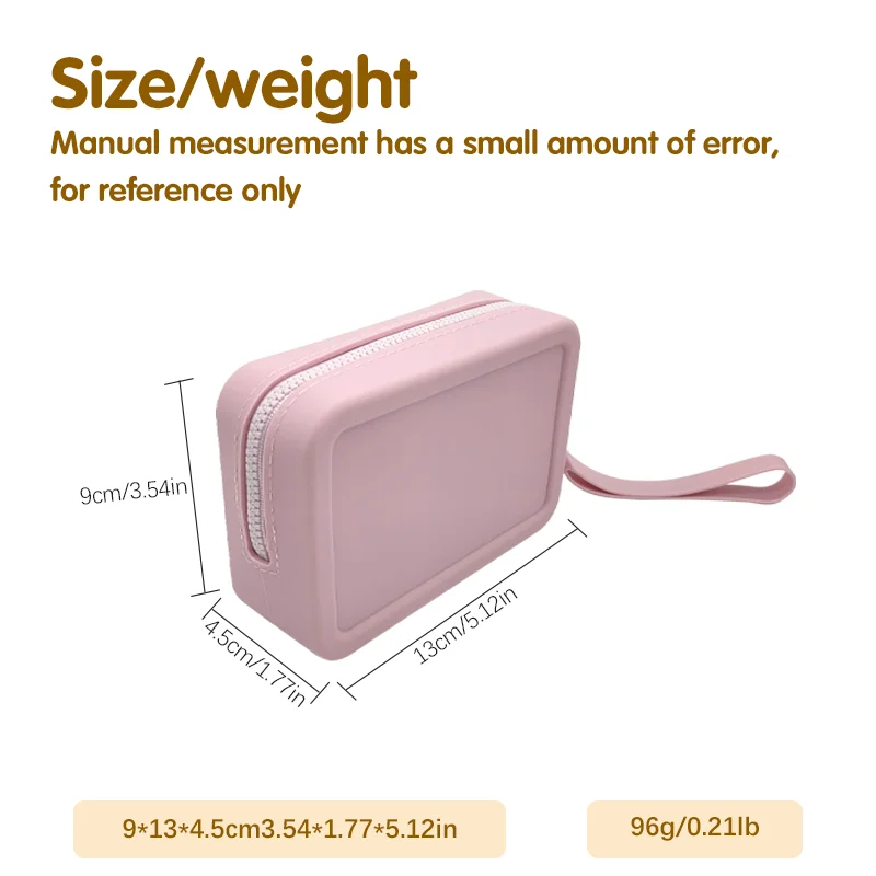 Women's Custom Logo Waterproof Wallets Toiletry Handbag Silicone Makeup Bag with Zipper Closure Long Travel Purse details