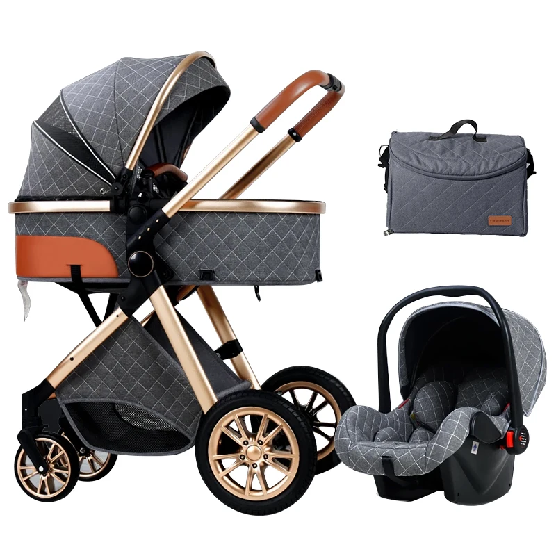 Coches Para Bebes. Luxury Carriage Stroller Baby Buggy 4 In 1 Foldable Baby Stroller Pram 3 In 1 With Car Seat