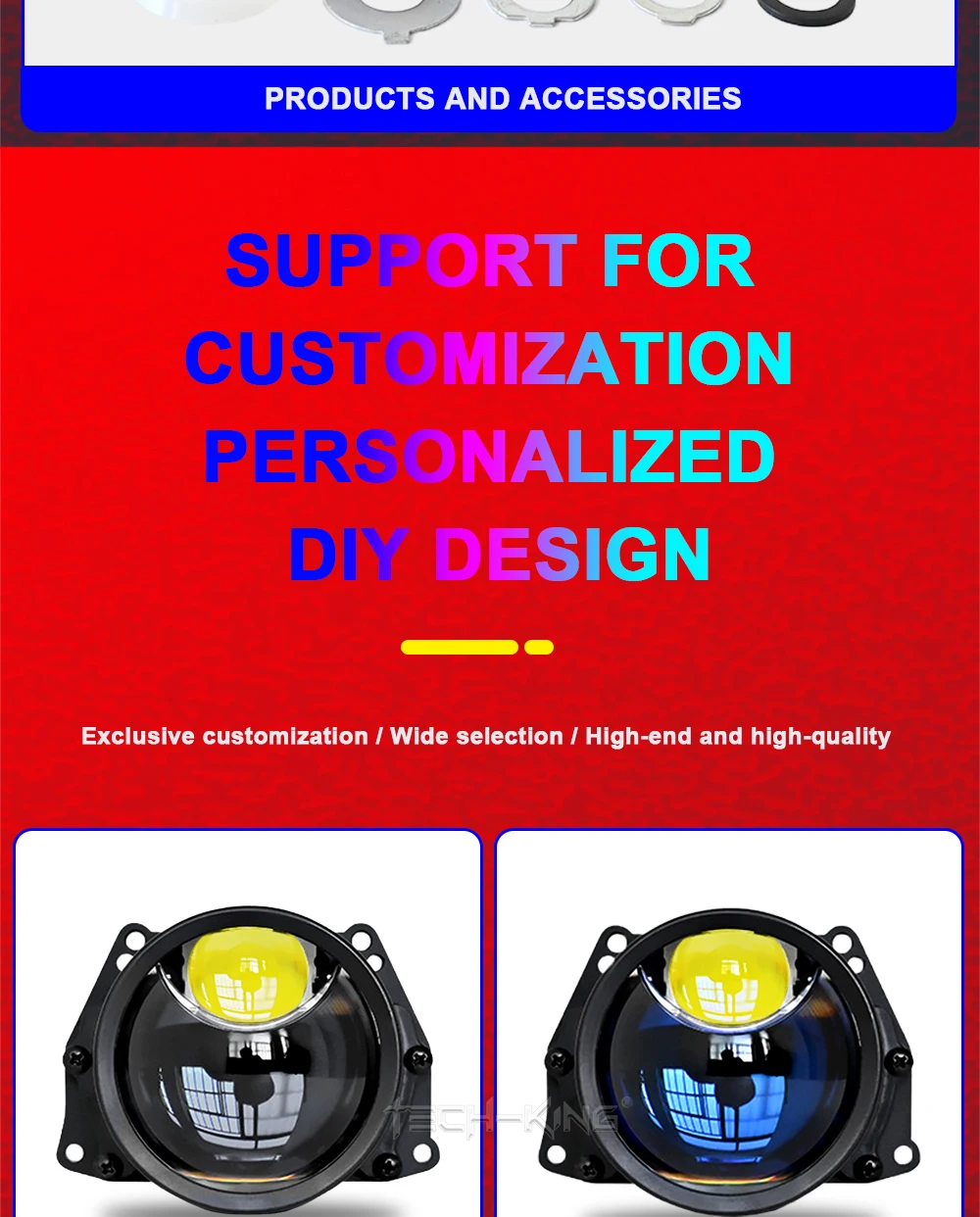 TECH-KING M5 intelligent LED dual optical lens high power LED lens universal LED headlamp lens high power bi-led projector